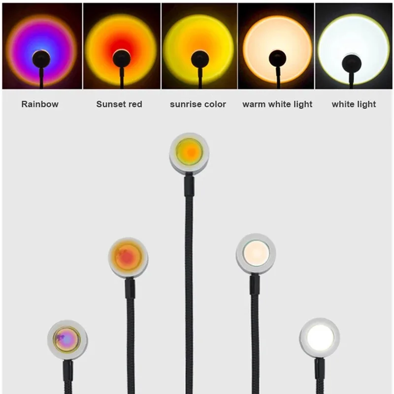 Sunset Lamp Projection - Lampa projekcyjna USB Zachód słońca Tęczowa