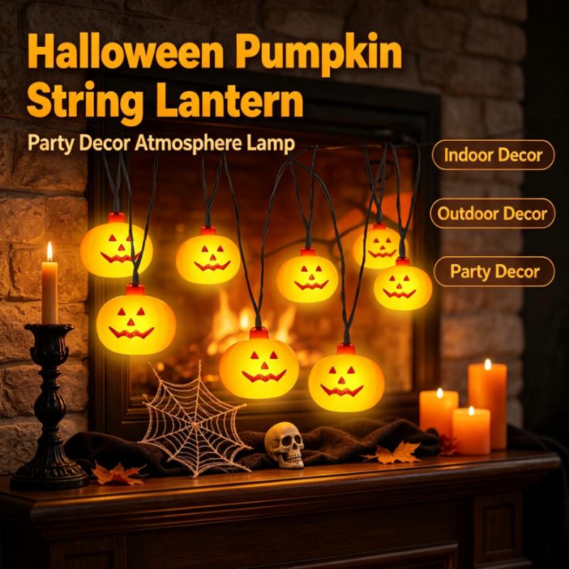 String Light Outdoor - Zasilane bateriami lampki w kształcie dyni