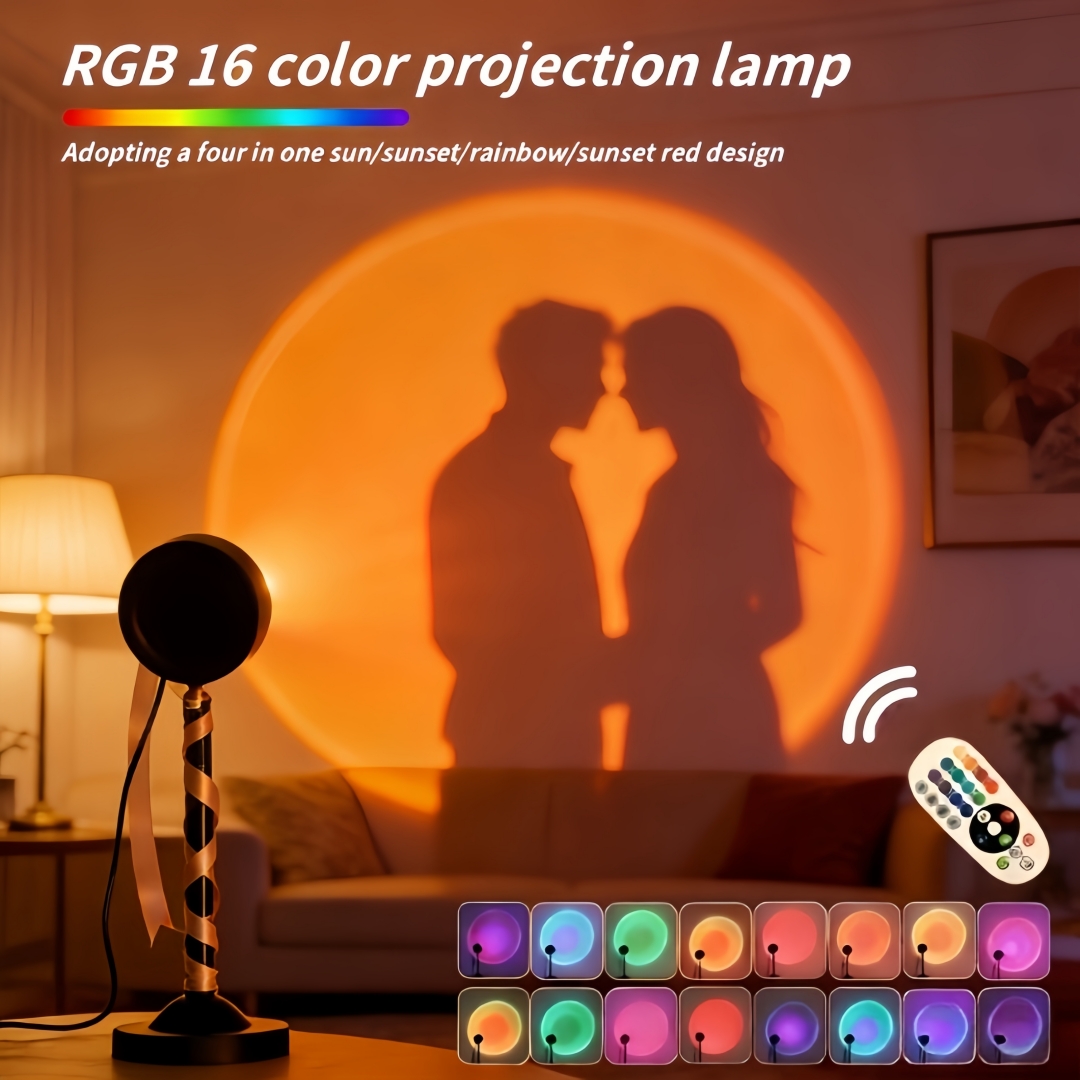 Sunset Lamp Projection - 16-kolorowa lampa projekcyjna z efektem zachodu