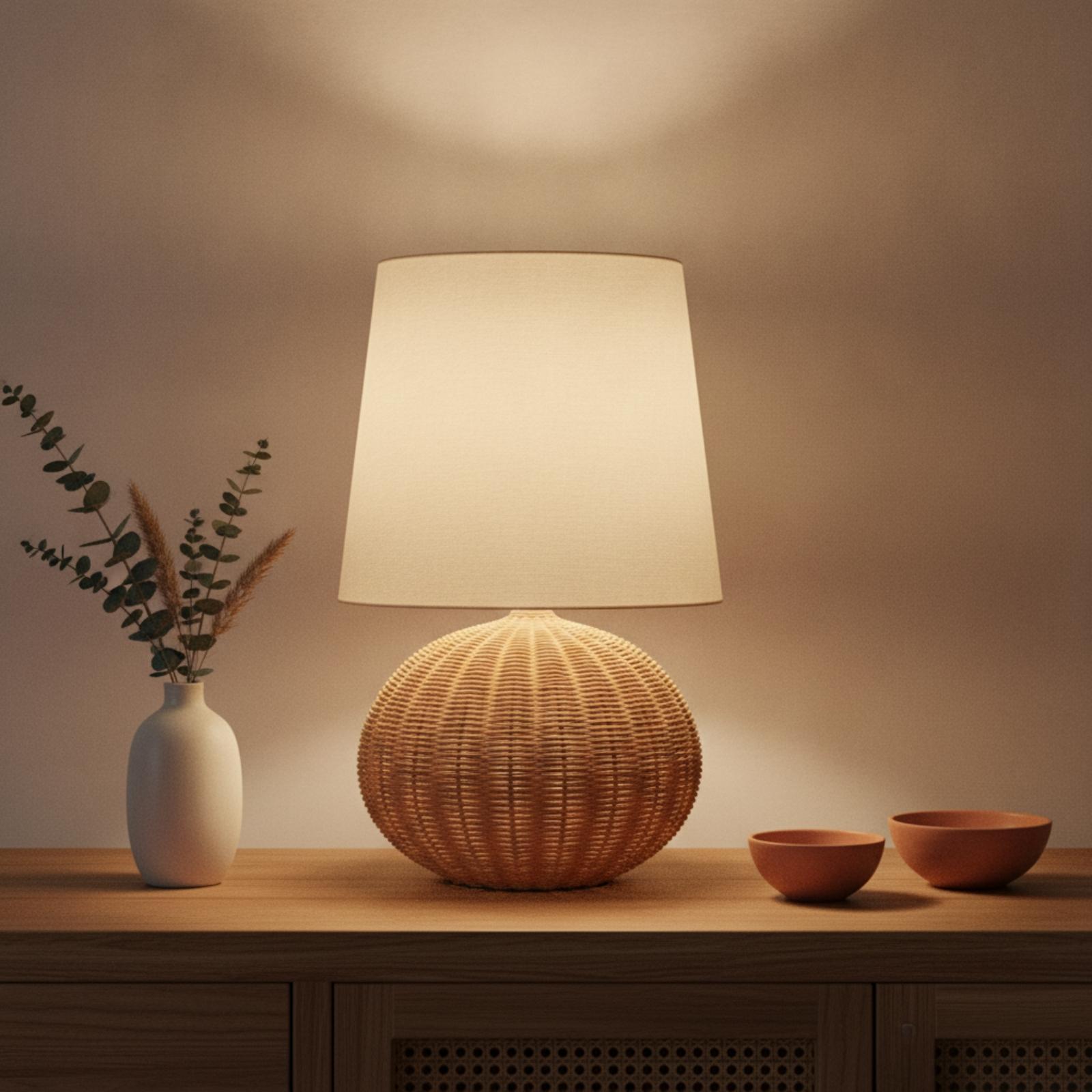 Lampka nocna z rattanową podst – Lighting Decoration recenzja i cena