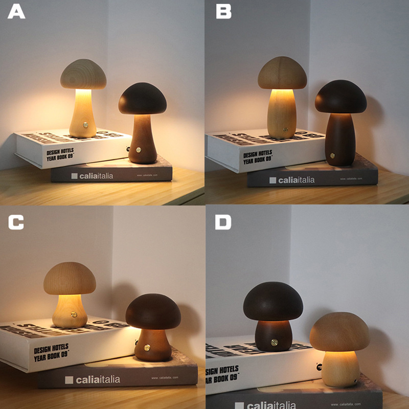 Claeted Wooden Mushroom Bedsid – Mushroom Table Lamp recenzja i cena